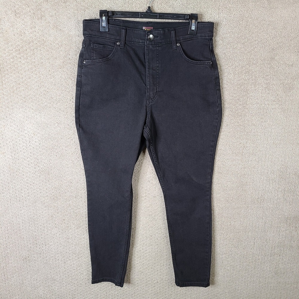 Lee Jeans Womens 14S Black High Rise Tummy Control Skinny‎ Elastic Waist Stretch